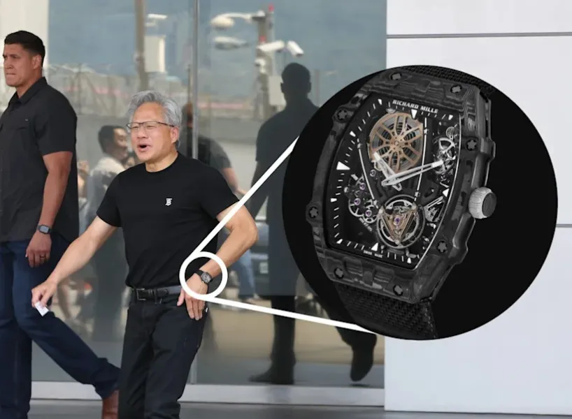 黃仁勳日前抵台時，手上的RM手錶意外引發討論 / *圖片取自鏡報新聞網