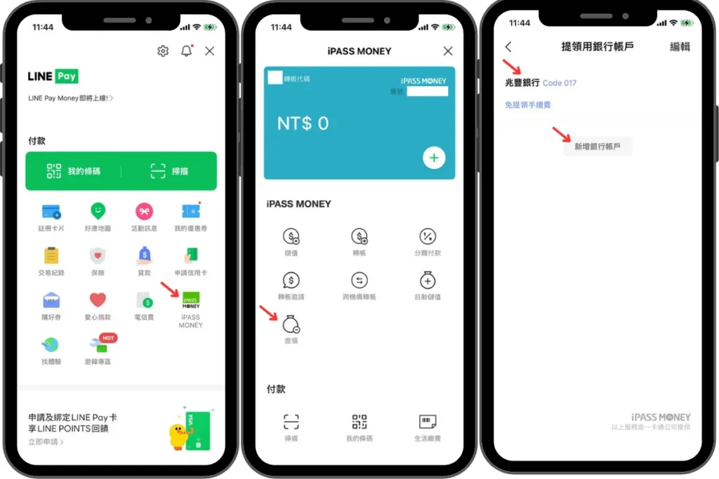 iPassMoney 提領、LinePay Money 提領步驟