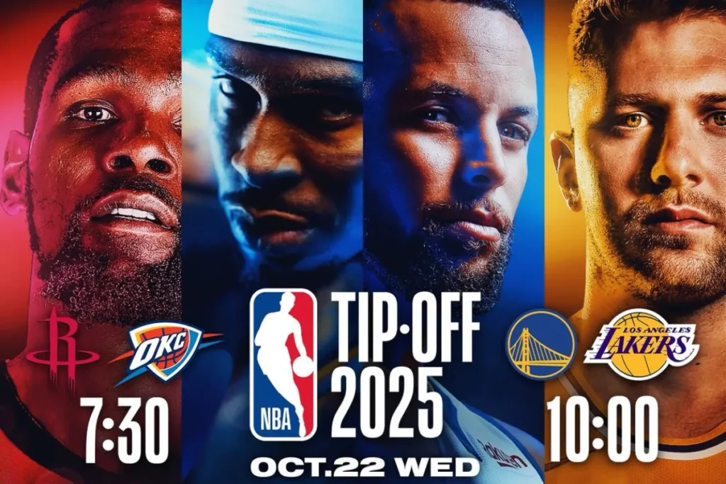 2025-26 NBA 例行賽賽程由雷霆 vs 火箭、湖人 vs 勇士 揭開序幕
