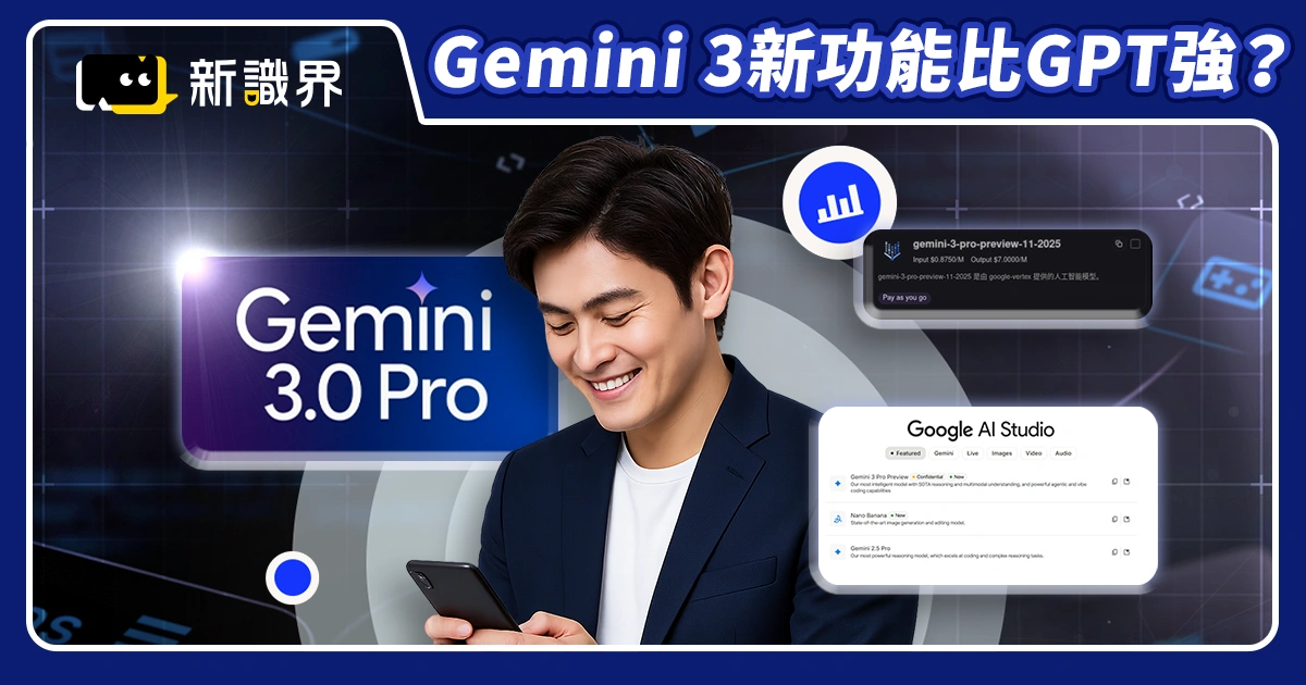 Gemini 3 新功能比 GPT 更強？全能AI助手來了，連App都能寫！