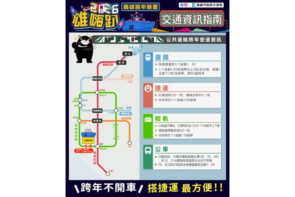 高雄雄嗨趴跨年晚會交通資訊