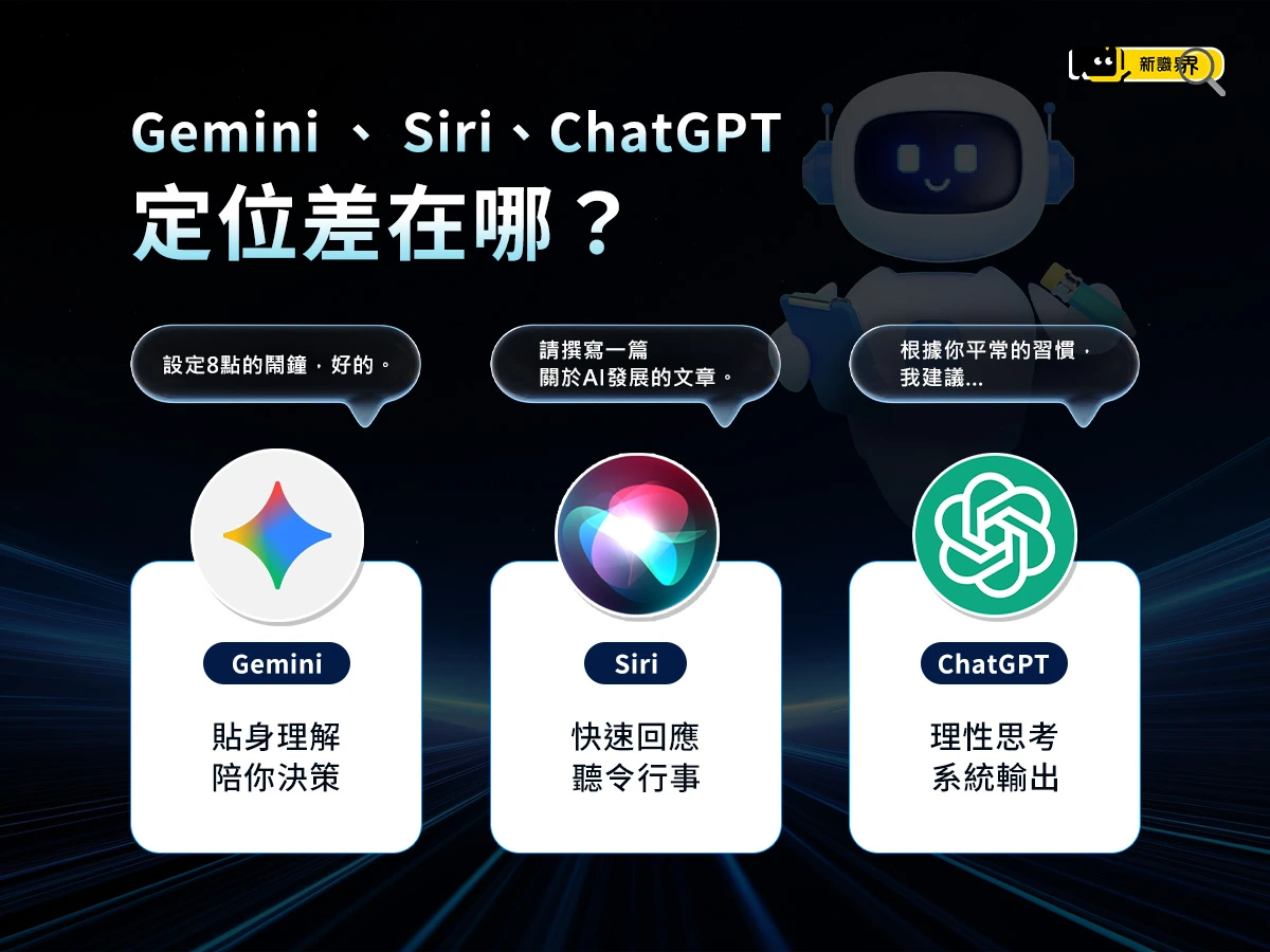 Gemini 跟 Siri、ChatGPT差在哪?