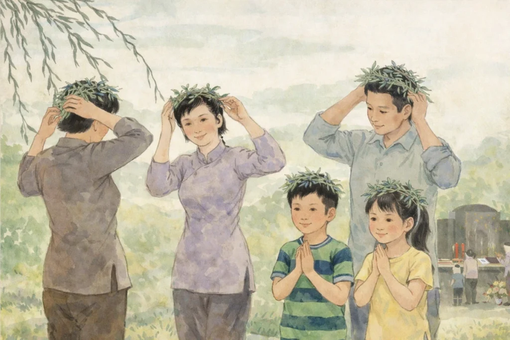 宜蘭清明節習俗頭戴柳枝驅邪