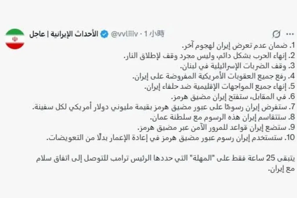 伊朗新聞整理換取停火的 10 點方案內容
