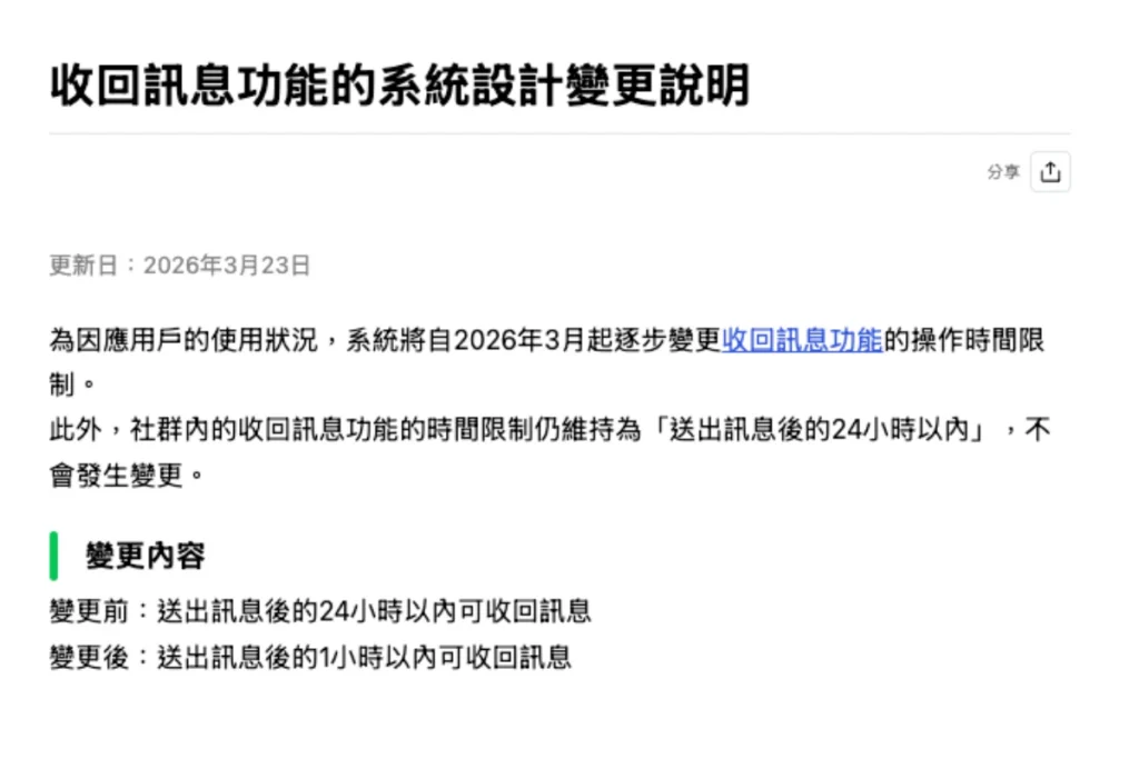 LINE 收回限制公告