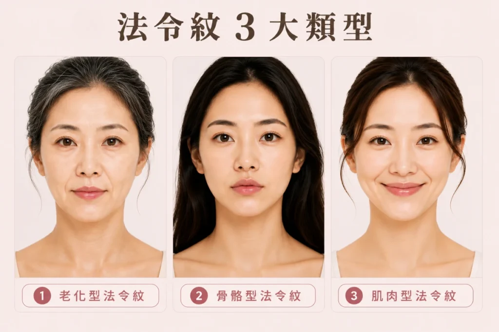 法令紋原因：老化、骨骼、肌肉