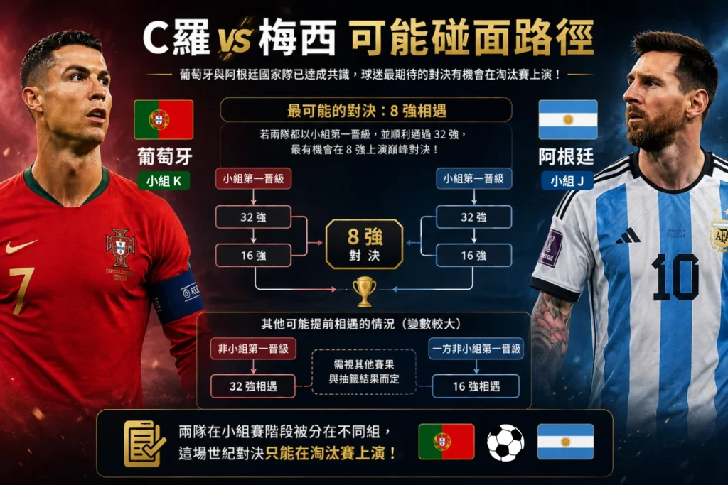 C羅梅西2026世足如果都以小組第一晉級很快會在八強碰頭