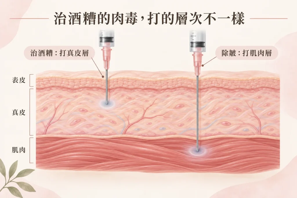 酒糟肌肉毒施打在真皮層