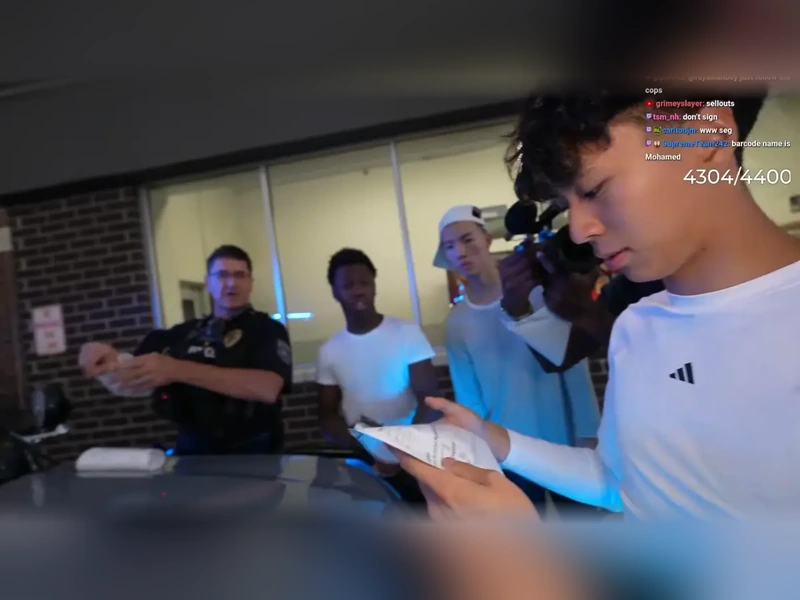 Ray 低頭看著手上的單子,旁邊站著警察