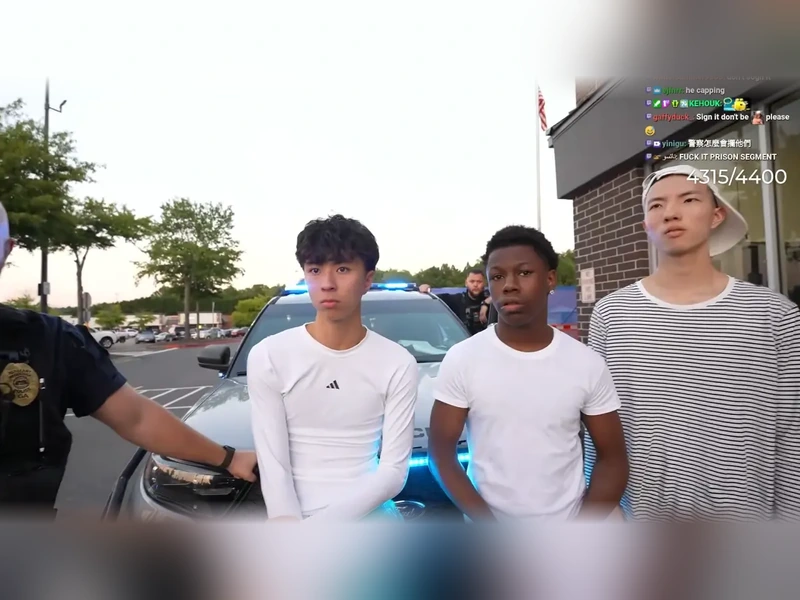 Ray 和友人站在警車前,旁邊有警察