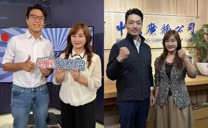 王淺秋完成沈伯洋（左圖左）、蔣萬安（右圖左）兩位台北市長候選人的專訪後，坦言這場選戰的激烈程度「已經超乎想像」。（組合照，翻攝自臉書）