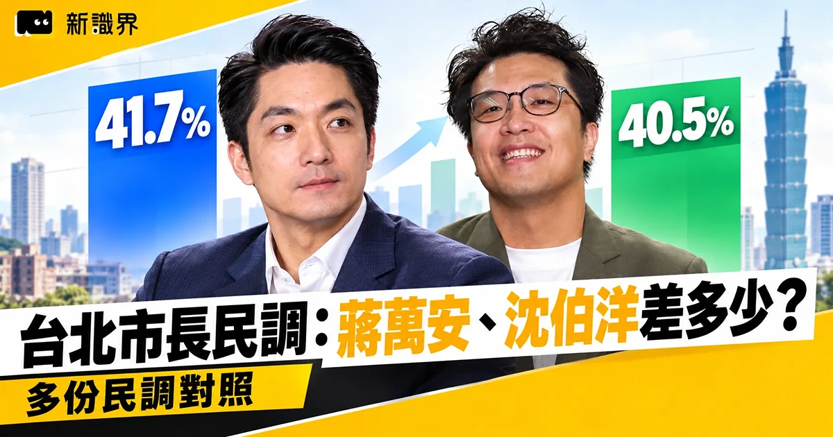 台北市長民調：蔣萬安、沈伯洋差多少？5份民調對照