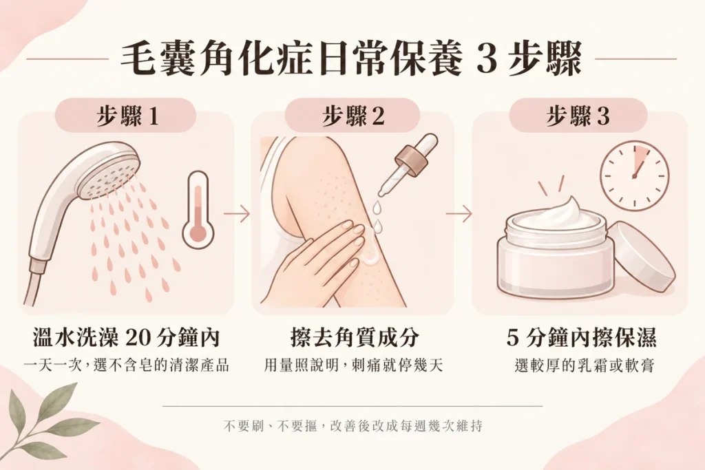毛囊角化症日常保養：洗澡、去角質、保濕