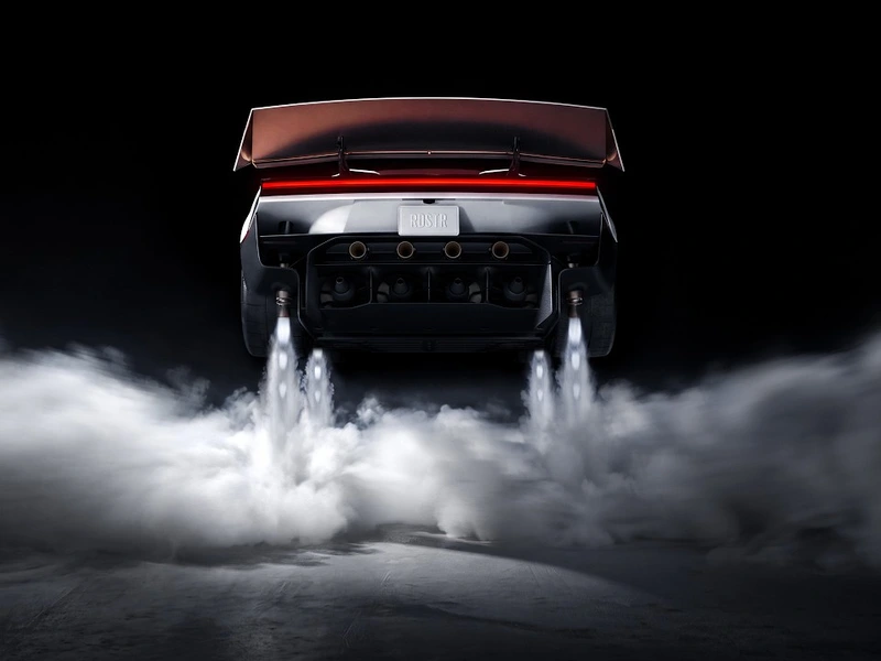 Tesla Roadster 車尾冷氣體推進器噴出氣體,大尾翼展開