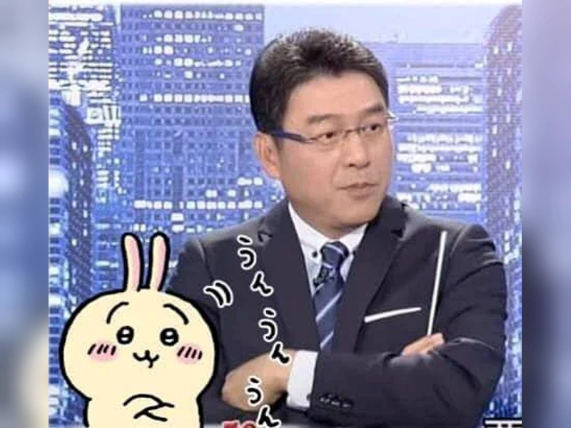 謝震武在節目上的表情,旁邊合成吉伊卡哇烏薩奇的哏圖